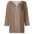 thumbnail image 5 of Timegard Womens Tops Long Sleeve Notched V-Neck Blouse Fall Casual Loose Comfy Shirts Tops Solid Color, 5 of 5