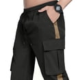 thumbnail image 4 of Kcodviy Pantalon Cargo pour Hommes de Rue Loisirs Sport Taille 1 Poche Bouche de Pied Casquette Hommes Pantalon Cargo Grande Taille Taille 48 Corde Taille à Lacets Rembourrage Pantalon Patchwork Ruban Standard Tissé Extérieur Pantalon Cargo Trou, 4 of 6