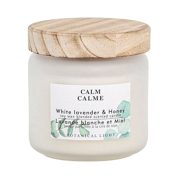 Lumière botanique 13.9OZ lavande blanche et miel de cire de soja mélangée bougie parfumée,1 mèche de coton