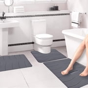 Bathroom Rugs Mat 3 Set, EDHITNR Extra Soft Thick Absorbent Foam Bath Mats, Non-Slip Quick Dry Machine Washable Bathroom Floor Mats for Tub Shower Toilet