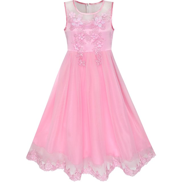 Robe de Fille Illusion Caramel Concours Mariage Fête 7 Ans