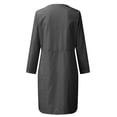 thumbnail image 4 of Pntutb Robe de Mode pour Femmes Robe pour Femmes à Col Rond avec Poches et Boutons Robe Unie à Manches Longues, 4 of 5