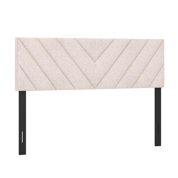 Gymax Linen Fabric Upholstered Headboard Rectangular Headboard w/ Solid Wood Legs