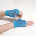 thumbnail image 4 of Unique Bargains Gants Résille Sans Doigts Extensibles Longueur Poignet pour Femmes 2 Paires Bleu Ciel, 4 of 5