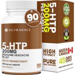 Nutrawave 5-HTP 200 mg – Mood & Relaxation Support, Sleep Support Supplement, 90 Vegan Capsules, Non-GMO, Gluten-Free, Made in Canada