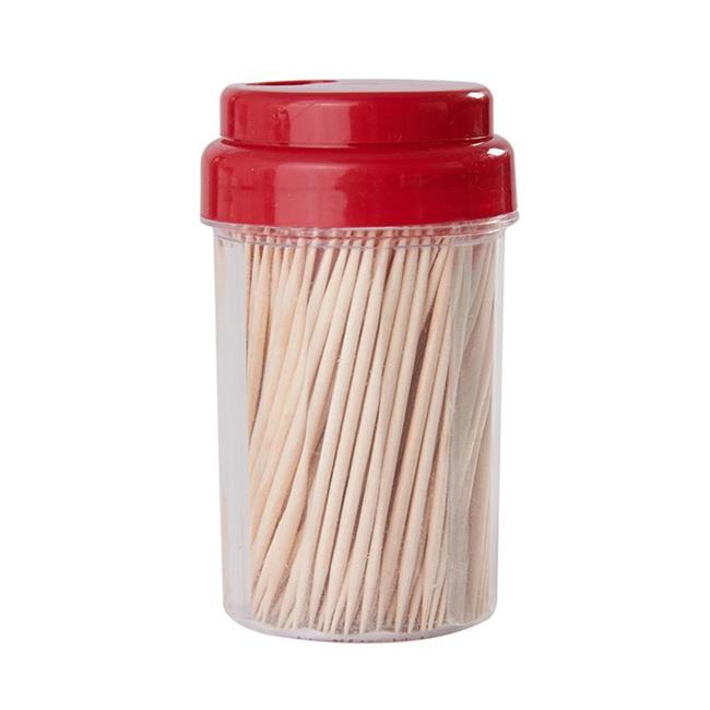Cure-dents en Plastique et Bois Multicolores avec Distributeur