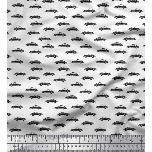 Soimoi Rayon Fabric Car Transport Print Fabric by The Yard 42 Inch Wide