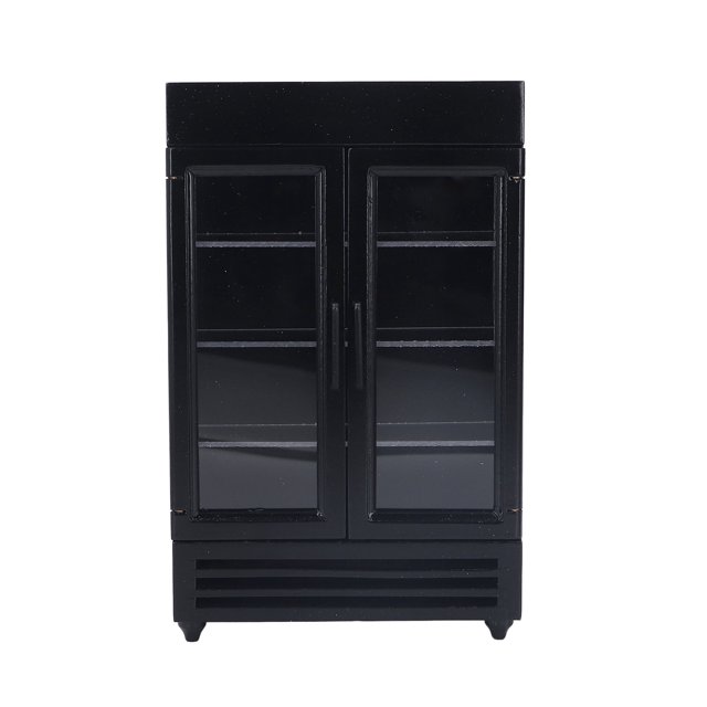 Dollhouse Refrigerator, Exquisite Workmanship Double Door Easy To Store Wood Dollhouse Fridge Portable Simulation For 1:12 Dollhouse White,Yellow,Black,Blue,Red