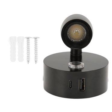 Lampe de Lecture pour Véhicule Récréatif, Interrupteur Tactile DC12-24 V, Port USB de Type C, Veilleuse à 3 Couleurs, Lampe de Lecture pour Bateau, Chambre à Coucher, Tête de Lit de Voiture, Bus (Noir)