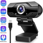 Vidéo Appel à l'enregistrement Conférence en direct Webcam,1080P Complet HD Webcam USB Bureau & Ordinateur portable Webcam Live Streaming Webcam avec Microphone Widescreen HD Vidéo Webcam