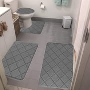 Bathroom Rugs Mat 4 Set, EDHITNR Extra Soft Absorbent Foam Bath Mats, Non-Slip Quick Dry Machine Washable Bathroom Floor Mats for Tub Shower Toilet