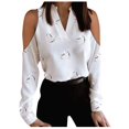 thumbnail image 1 of Womens Tops Long Sleeve Womens V Neck Pullover Off the Shoulder Printing Long Sleeve Tops, 1 of 8
