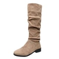 thumbnail image 2 of Babysbule Chaussures pour Femmes en Liquidation, Bottes Hautes à Enfiler pour Femmes à Talon Carré de Couleur Unie, Bottes Hauteur Genou à Bout Rond, 2 of 6