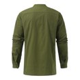 thumbnail image 4 of Chemises Hommes Mode Rétro Couleur Unie Col en Dentelle Chemise Décontractée Ample, 4 of 4