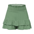 thumbnail image 4 of Timegard Wide Leg Shorts for Women Elastic Waisted Smocked Ruffle Bottom Flowy Lounge Shorts Beach Wear, 4 of 5