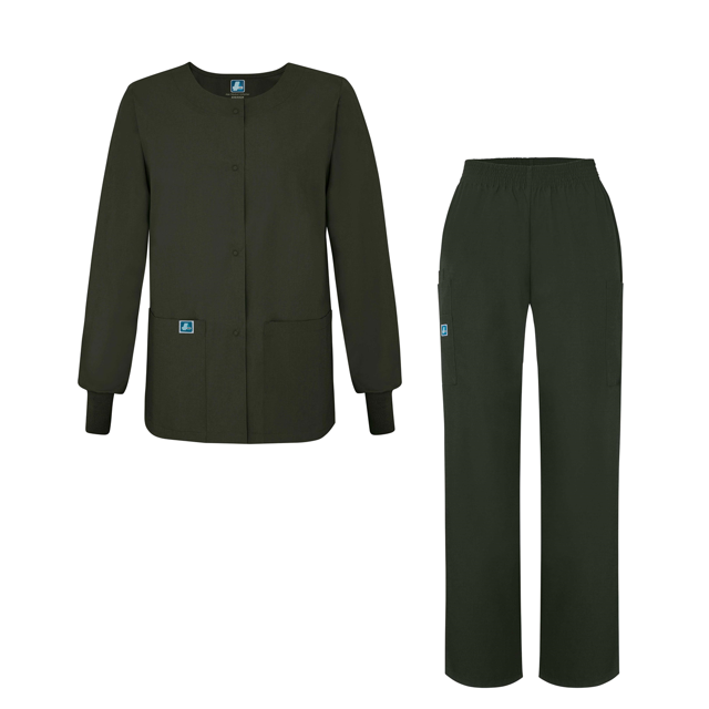 Adar Universal Women's Scrub Set - Warm-Up Scrub Jacket and Elastic Pull-On Pants