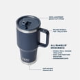 thumbnail image 2 of YETI Rambler 30 oz Gobelet de Voyage avec Couvercle à Paille Rabattable &#2013265922?? Acier Inoxydable, Isolé sous Vide, Étanche, Compatible avec Porte-Gobelet, Bleu Marine, 2 of 9