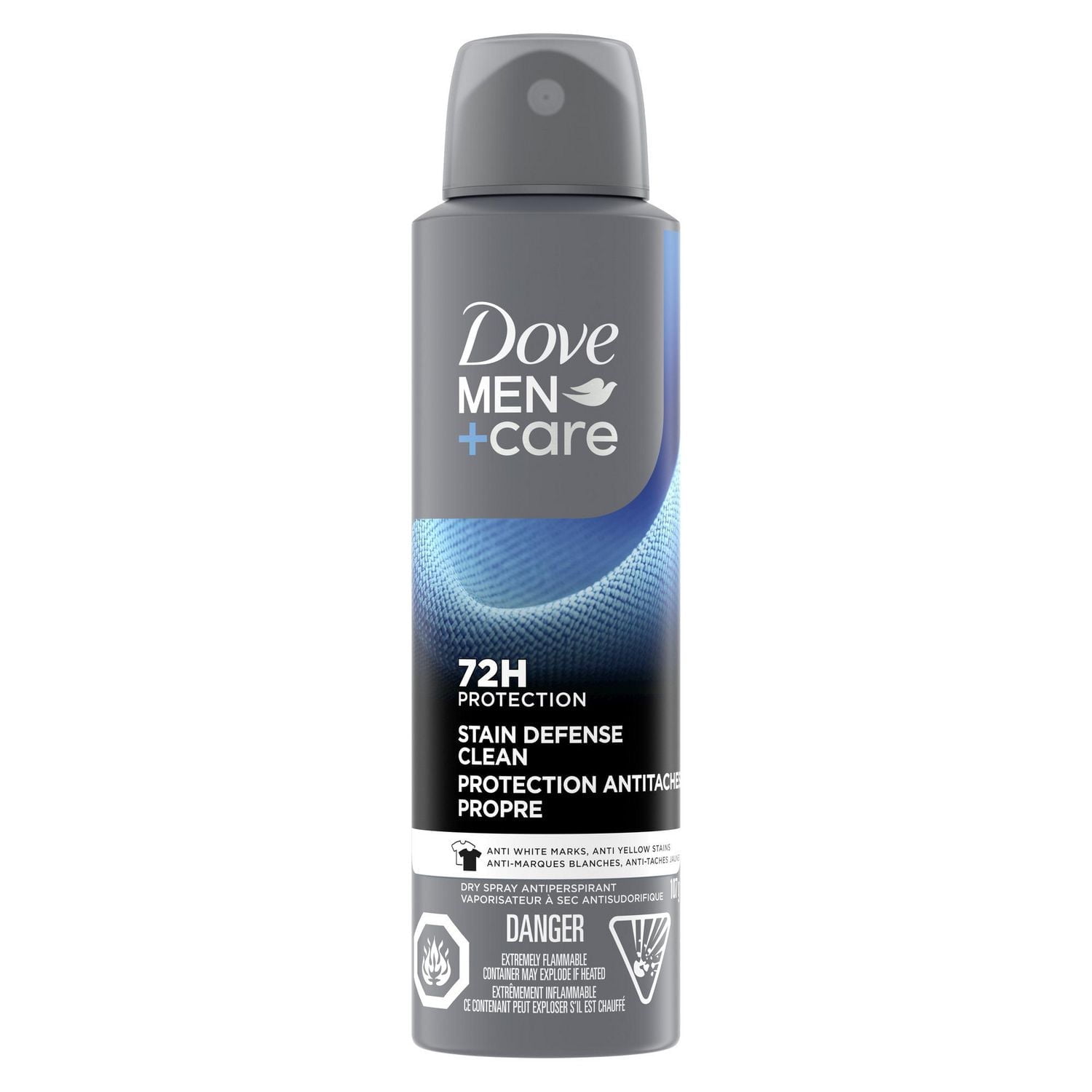 Dove Men+Care Désodorisant Antisudorifique en Vaporisateur à Sec Protection Antitaches Propre, 107 g