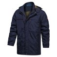 thumbnail image 1 of LSLJS Men's and Winter Plus Velvet Solid Color Zipper Pocket Warm Jackets( Blue, XL), 1 of 8