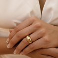 thumbnail image 2 of ORUYROP Chunky Rings for Women, 18K Gold Plated Simple Domed Statement Rings Stackable Thick Band Silver/Gold Plated Ring Minimalist Signet Ring, Size 5 to 9, 2 of 7