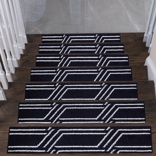 Plaza Collection Contemporary, Cozy, Vibrant and Soft Stair Tread Mats & Rugs, 9'' x 28''