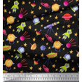 thumbnail image 2 of Soimoi Rayon Fabric Spaceship,Star & Telescope Cartoon Fabric Prints by Yard 56 Inch Wide, 2 of 3