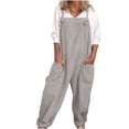 thumbnail image 1 of jovati Salopettes pour Femmes Décontractées Amples Combishort Ample Combinaison en Coton et Lin, 1 of 8