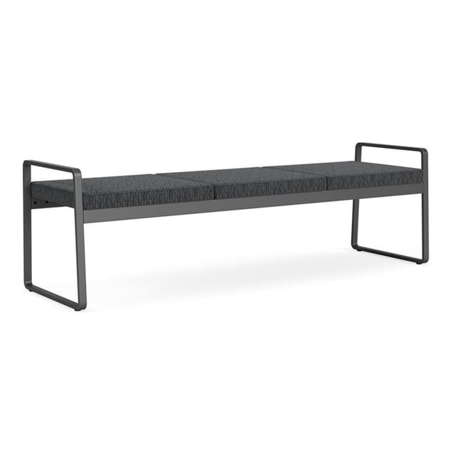 Gansett Reception Waiting Steel 3-Seat Bench / Charcoal Steel / Dark Gray