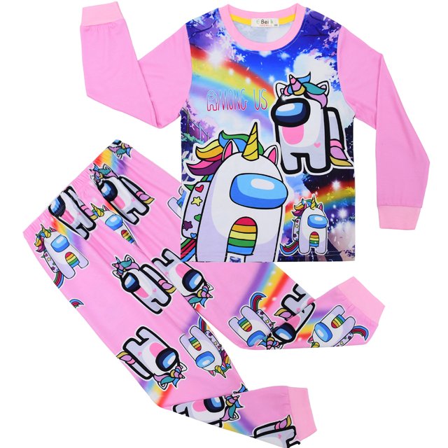 eKids Filles Among Us Pyjama à Manches Longues Enfants Jeu Rôle Imprimé Ensemble de PJs Enfants Tenue de Nuit Ensembles 2 Pcs