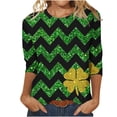 thumbnail image 2 of T-shirt de la Saint-Patrick pour Femme, Mode de la Saint-Valentin, T-shirt Imprimé, Blouse à Manches 3/4, Col Rond, Hauts Décontractés, T-shirt de la Saint-Patrick, 2 of 5