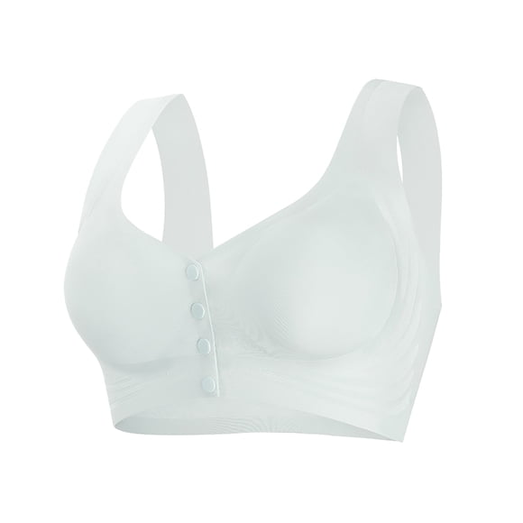 ManxiVoo Front Closure Wireless Bra for Women Comfortable Soft Fabric Support Easy Wear Everyday Comfort L Size Light Blue