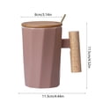 thumbnail image 3 of Birdeem Ceramic Mug with Lid,Wood Handle Ceramic Mug Office Mugs Holiday Event Gift Mugs, 3 of 6
