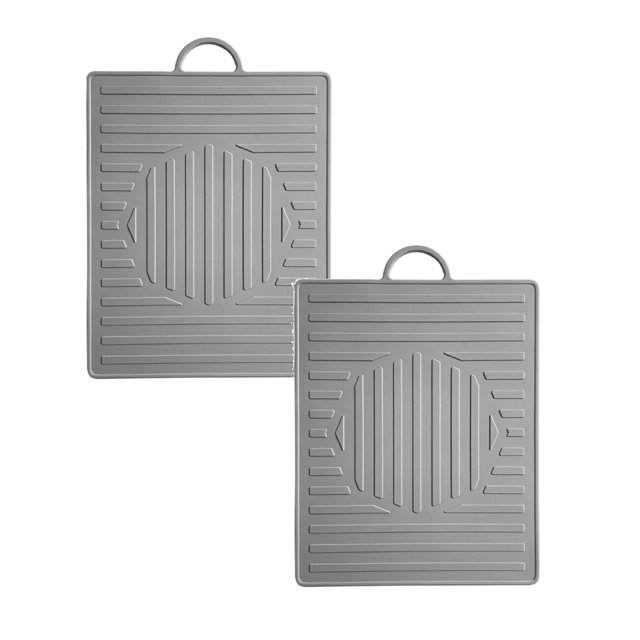 2PC Grill Pad Silicone Griddle Mat With Drip Pad Protective Kitchen Counter Silicone Mat For Cooking Griddle Spatula BBQ Mats Washable Grill BBQ Utensils Holder Utensils Mat For K Gray