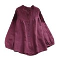 thumbnail image 1 of CEHVOM Blouses à Manches Longues en Satin à Rayures Col en V pour Femmes en Liquidation, 1 of 7