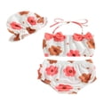 thumbnail image 1 of Baby Girls Three Piece Swimsuits  Floral Print Halter Bikini Set Bathing Suit with Swim Cap, 1 of 7