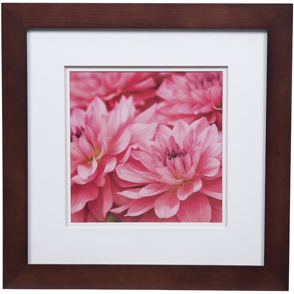AmPm Flat Wall White Picture 16X20 Walnut Double Frame, MATTED to 11X14, 16 inches x 20 inches
