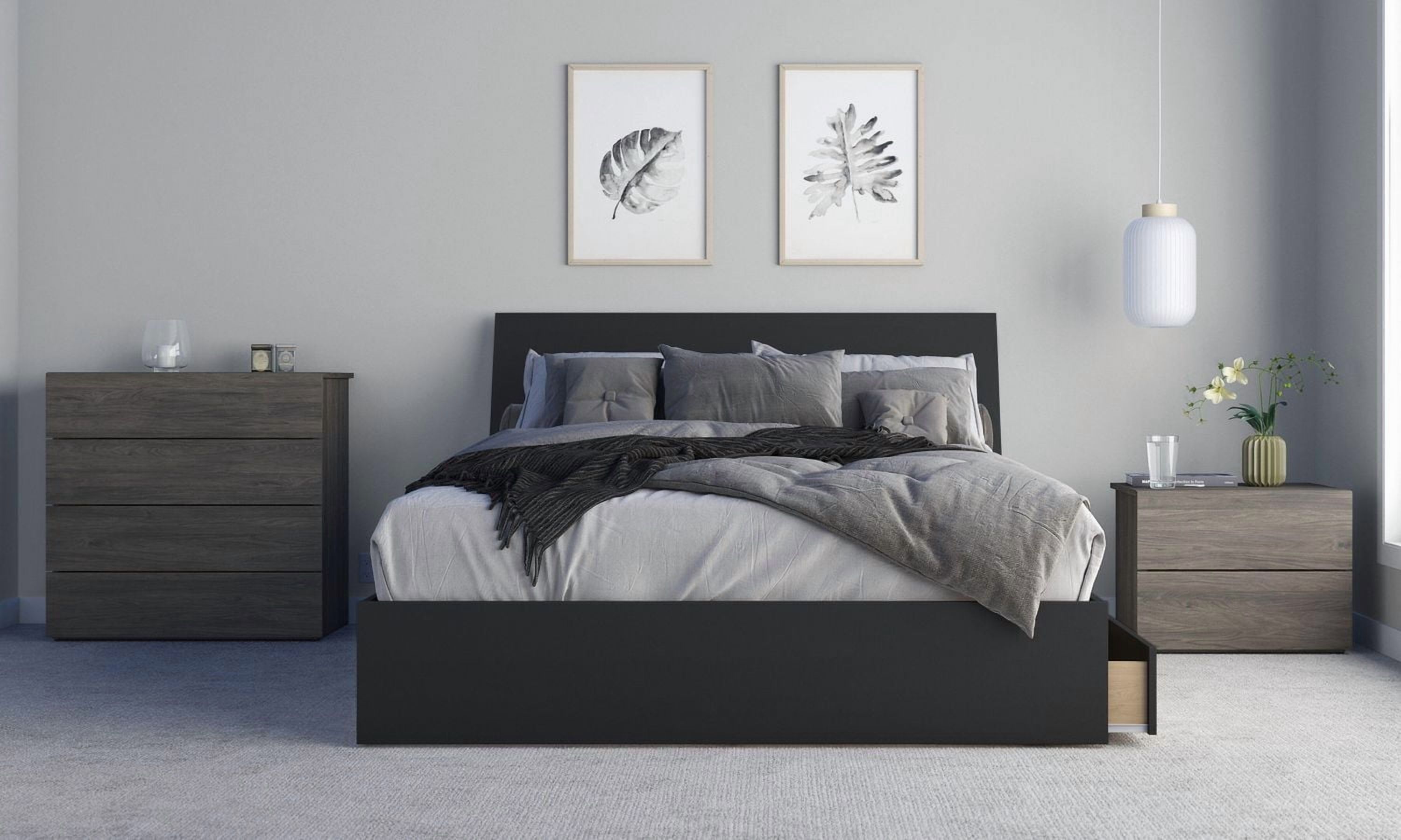 Atrium 4 Piece Bedroom Set, Bark Grey and Black
