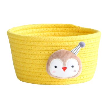 Clearance Deals Small Woven Basket Cute Blue Rope Basket Cotton Basket Room Storage Basket Cute Animal Design Storage Bag