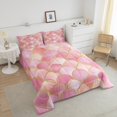 thumbnail image 4 of Pink Marble Comforter Set Metallic Stone Pattern Quilt Gold Glitter Bedding Set Abstract Marbling Texture Duvet Insert For Girls Kids Teens Toddler Size,Pink, 4 of 7