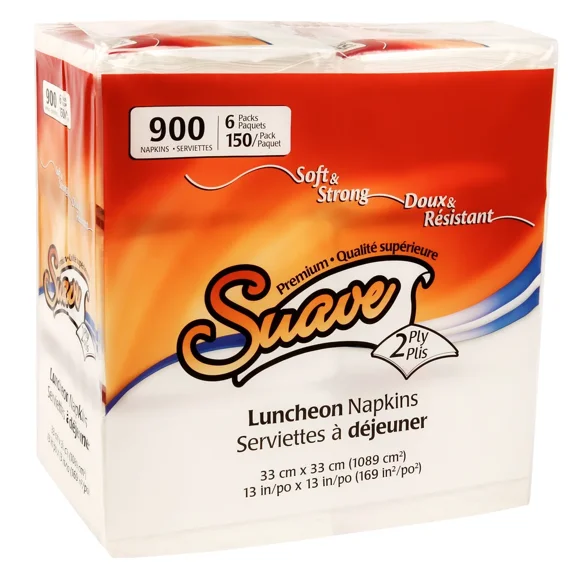 Suave 2-ply Virgin Luncheon Napkins 6 packs of 150