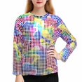 thumbnail image 1 of EGNMCR Blouses et Chemises à Manches Longues Col Rond Tenue de Performance Pailletée pour Enfants T-shirt à Manches Longues Col Rond pour Enfants polyester top, 1 of 6