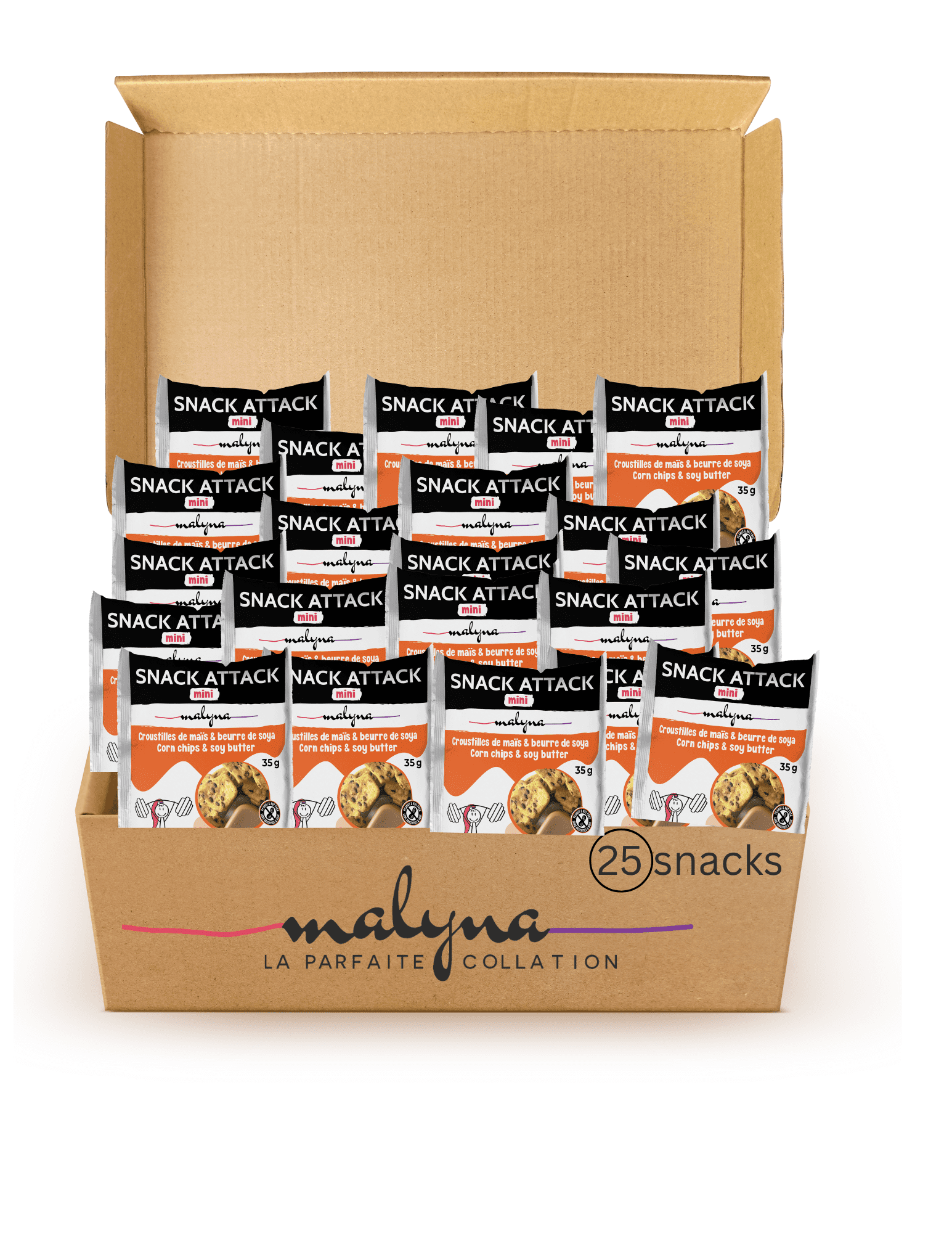 Snack Attack mini-Corn chips & soy butter -Pack of 25 snacks