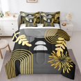 thumbnail image 1 of Boho Mid Century Comforter Set 7 Piece Bed in a Bag Twin, Abstract Geometric Bedding Sets,Modern Minimalist Simplistic Geometry Line Art Sheet Set,Circle Ombre Stripes Room Decor,Black Gold, 1 of 1
