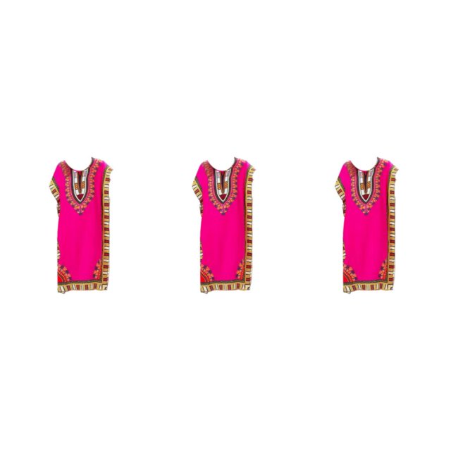 maskred Robe de Plage Mode Femme Vacances Boho Ethnique Élégante Tunique Ample Rose 3Set