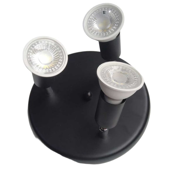 3 Way Round Plate Ceiling Spotlight Cabinet Rotatable LED Light Bulbs Home Lighting White Light