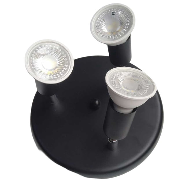 3 Way Round Plate Ceiling Spotlight Cabinet Rotatable LED Light Bulbs Home Lighting White Light