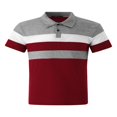 thumbnail image 3 of Men T-Shirt Short Sleeve Color-Contrast Stripe Slim-Fit Lapel Tops, 3 of 6