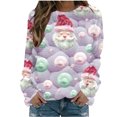 thumbnail image 1 of Pisexur Chandail en Molleton de Noël pour Femmes Sans Capuche Imprimé Graphique Vacances Col Rond Chandail en Molleton Ample Surdimensionné Automne Mode Décontracté Chandail-Over Manches Longues pour Femmes, 1 of 4