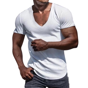 Ketyyh-chn99 T-Shirts pour Hommes de Couleur Unie à Manches Courtes T-Shirt à Manches Courtes T-Shirts pour Hommes Manteau Classique Chemise pour Homme T-Shirts Blanc,3TG