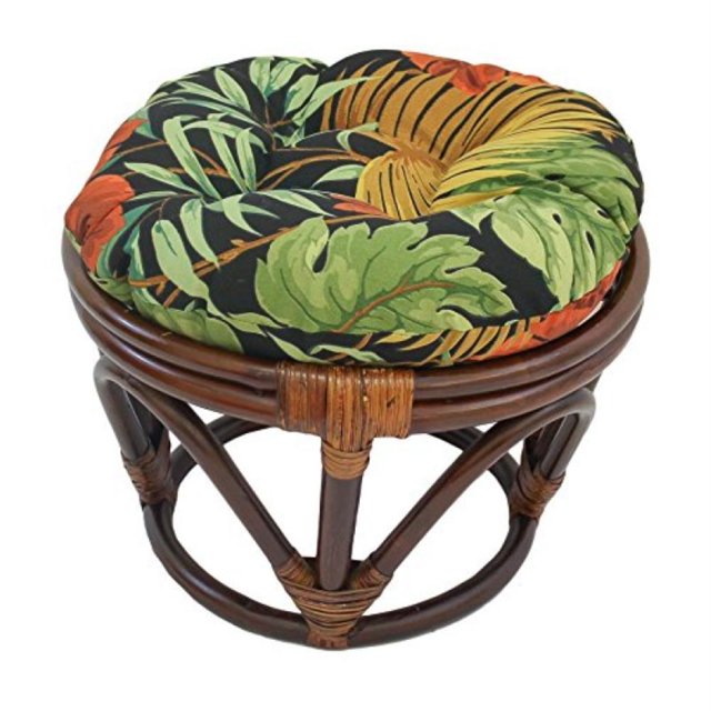 18-inch Round Spun Polyester Tufted Footstool Cushion - Tangerine Dream